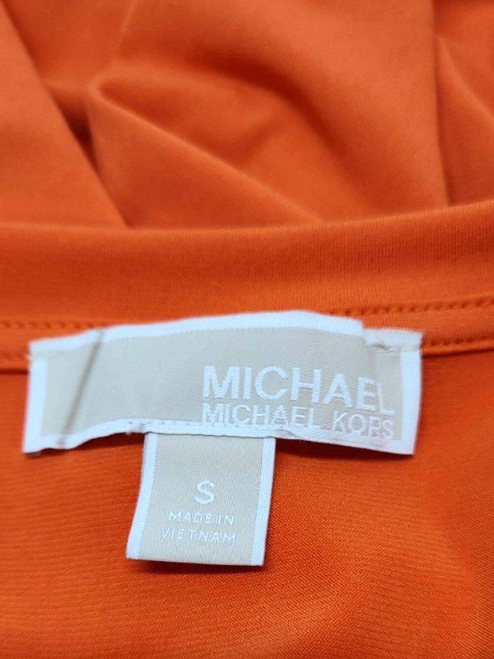 Michael Kors Size S Clementine/Orange Slinky Cold Shoulder Shift Dress - Picture 6 of 6